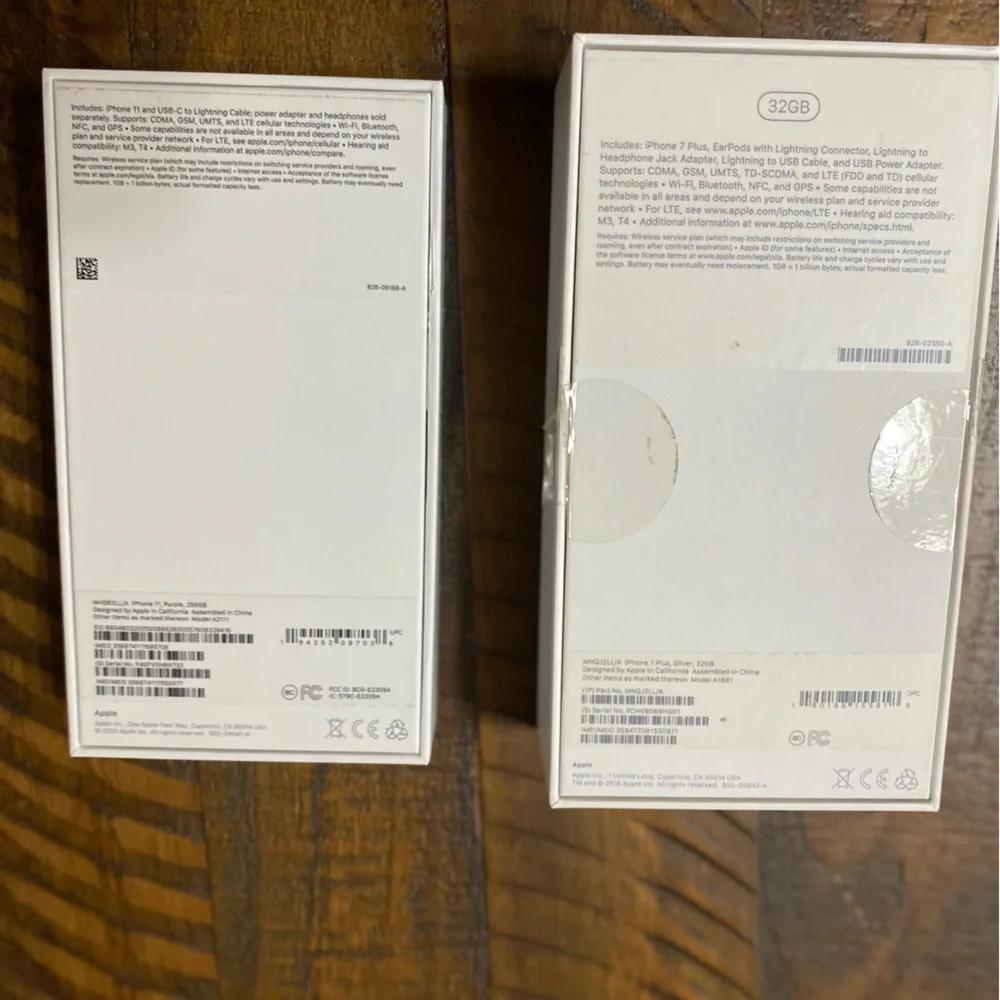 Apple iPhone 11 & Apple iPhone 7 Plus Empty Boxes Only